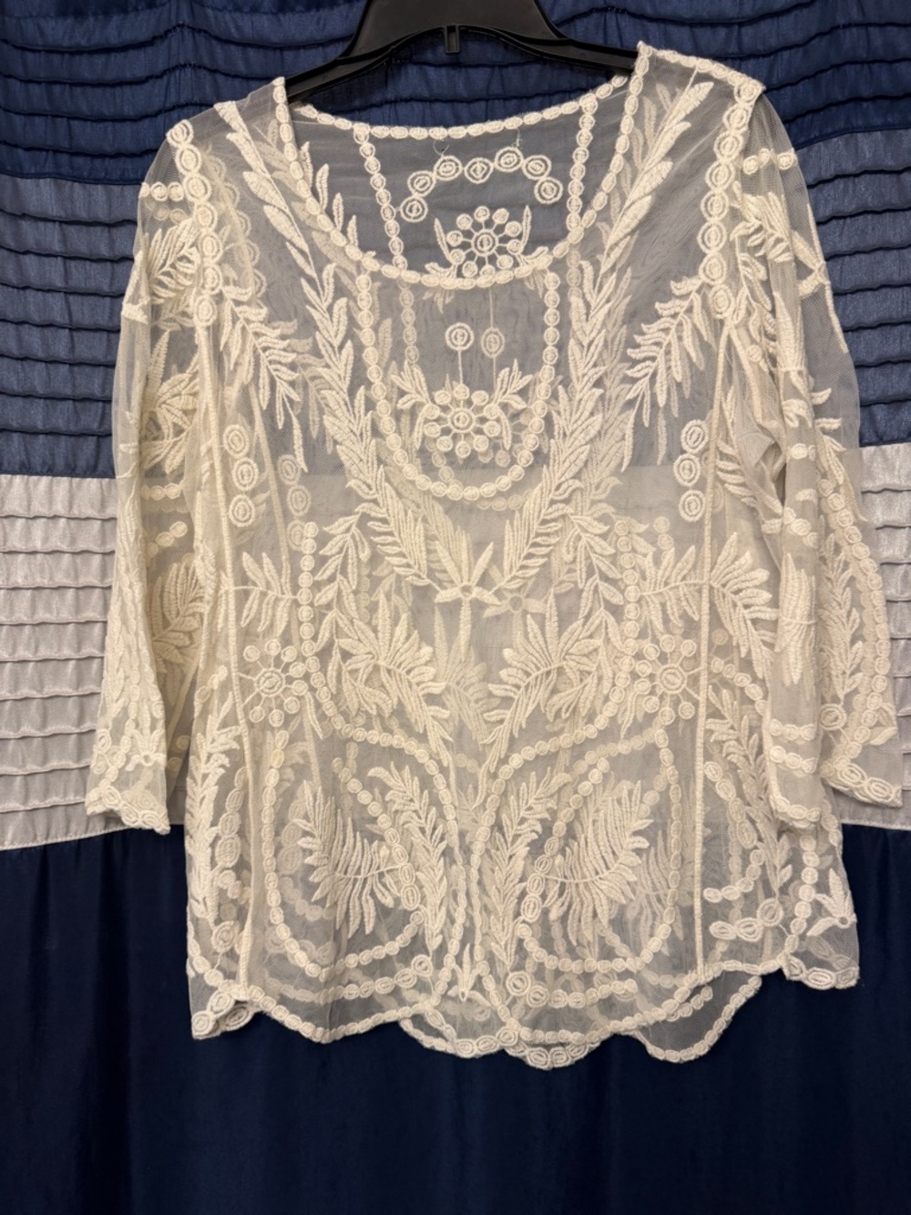 White Embroidered Sheer Tunic Top - Women
